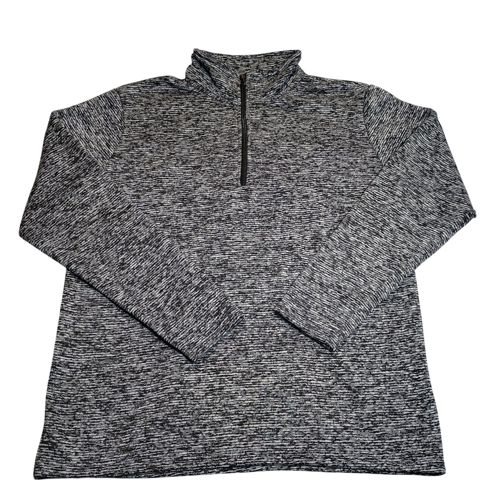 Mountain Expeditions Pullover Mens M Gray Black Space Dye Quarter Zip Fleece